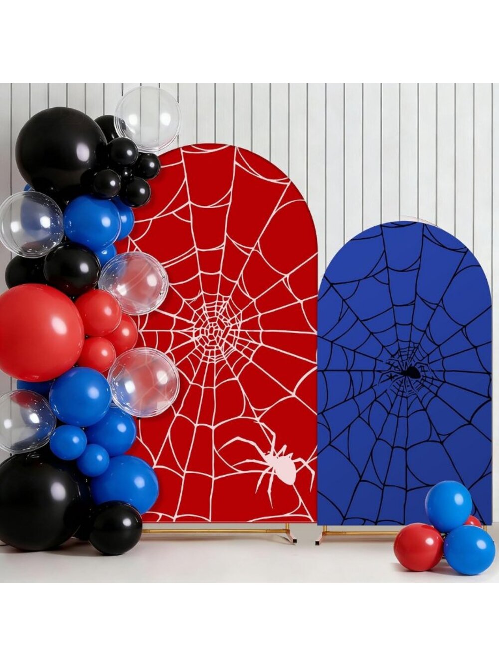 2 Set Stretchy Fabric Spider Web Arch Backdrop Covers for Halloween Decor